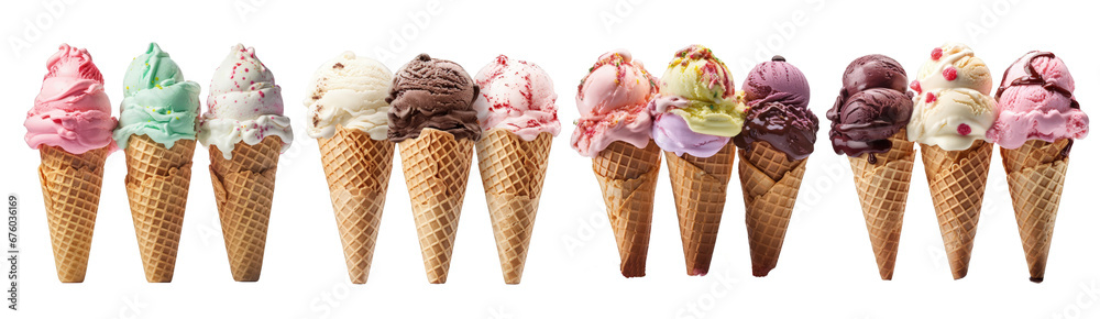 Many Depictions of Colorful Abstract Ice Cream Art PNG Transparent Graphic