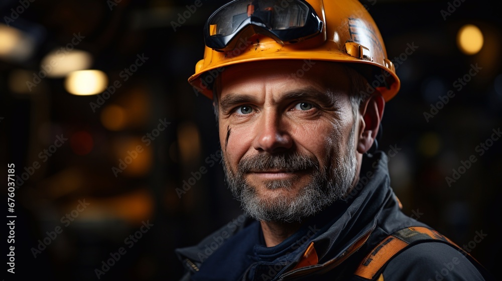 Portrait of male engineer in uniform and protective helmet at workplace. Portrait of male engineer in uniform and protective helmet at workplace.