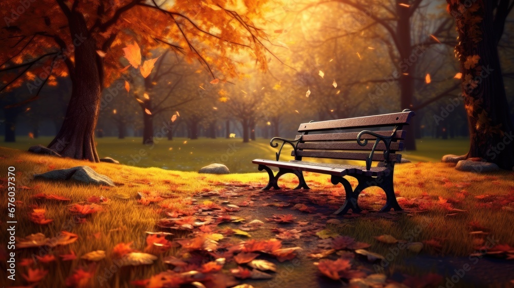 bench in autumn park