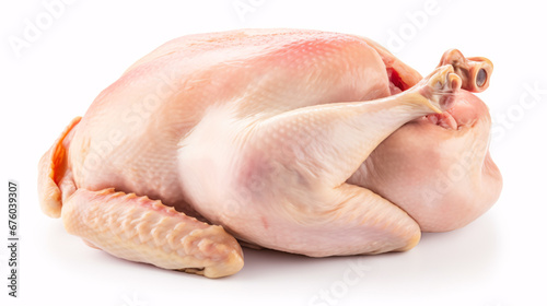 Whole, unprocessed fowl isolated on white; ideal for edibles.