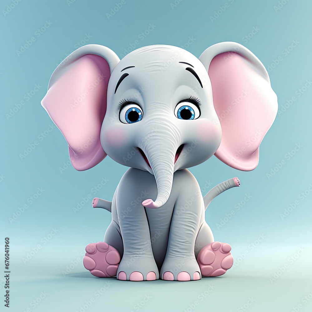 3d rendering of a cartoon elephant