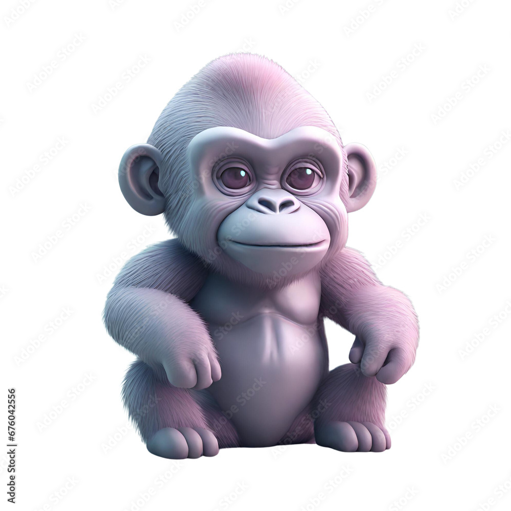 Naklejka premium A cartoon monkey sitting on a black background