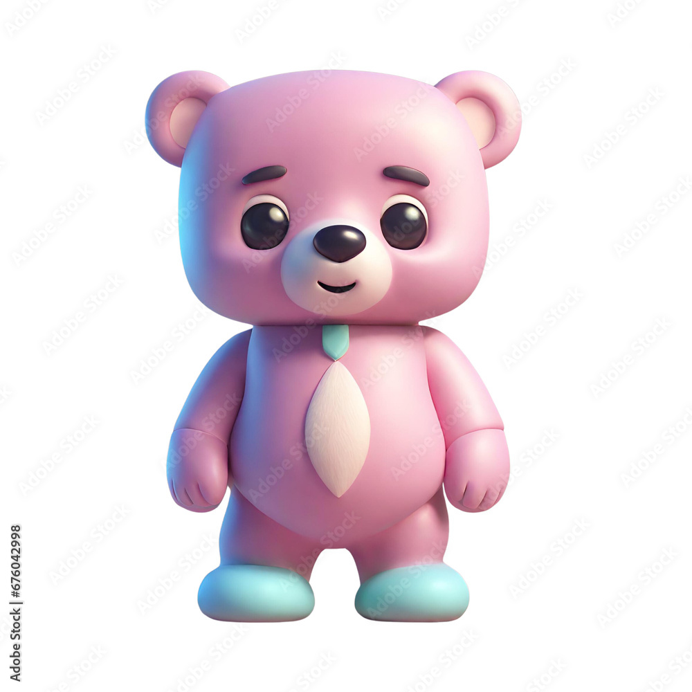 A cartoon pink bear toy A cartoon pink bear toy