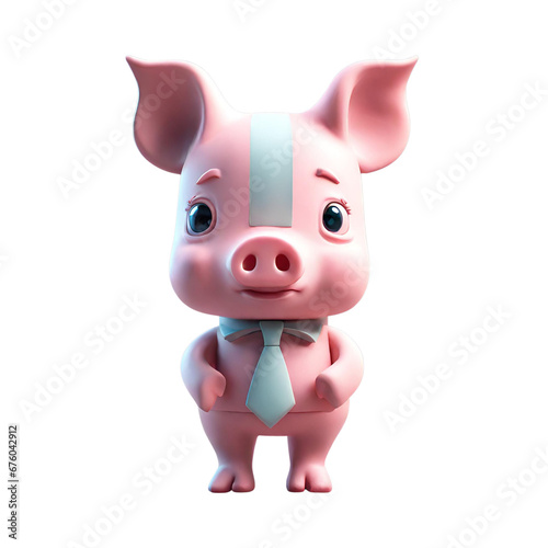 A cartoon pig wearing a tie