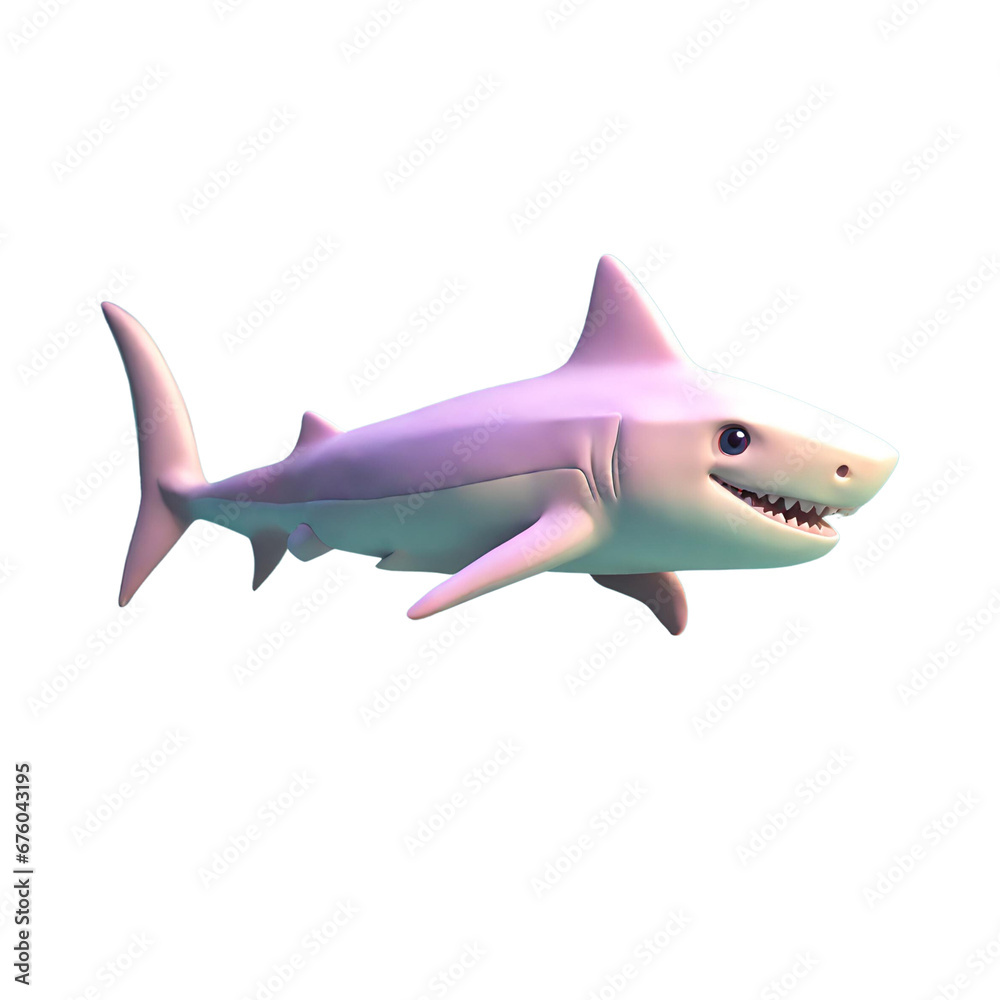 Obraz premium A cartoon shark with a black background
