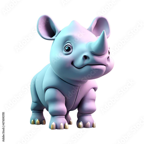 A cartoon rhinoceros on a black background © MaheStudio