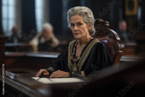 Resolute Female Judge Presiding Trial