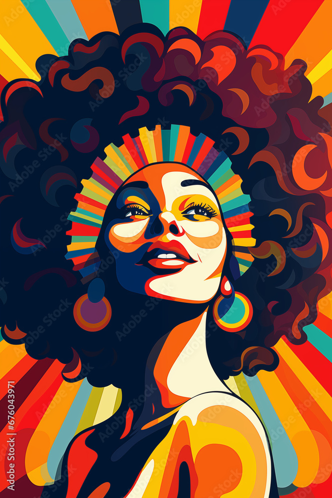 A Elegância da Herança: Celebrando o Dia da Consciência Negra com uma Jovem Afro de Sorriso Majestoso, IA Generativa - obrazy, fototapety, plakaty 