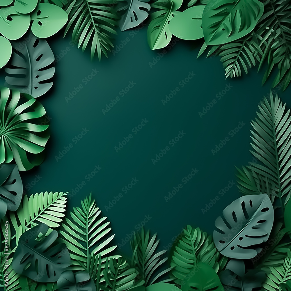 Paper craft. Collection of tropical leaves, with space background. High quality photo. Paper craft. Collection of tropical leaves, with space background. High quality photo.