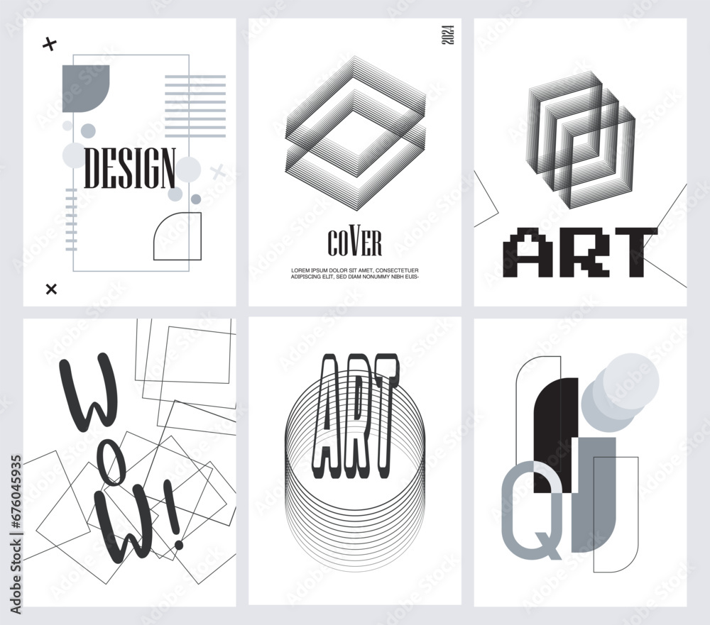 Modern black and white template set vector design Modern black and white template set vector design