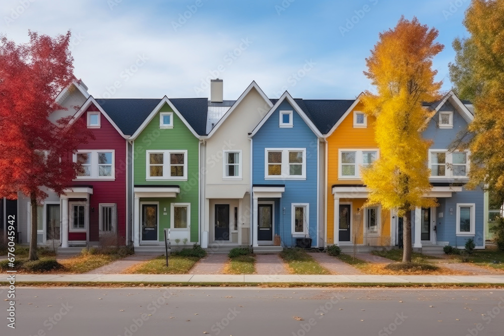 Colorful Row of Family Homes Colorful Row of Family Homes