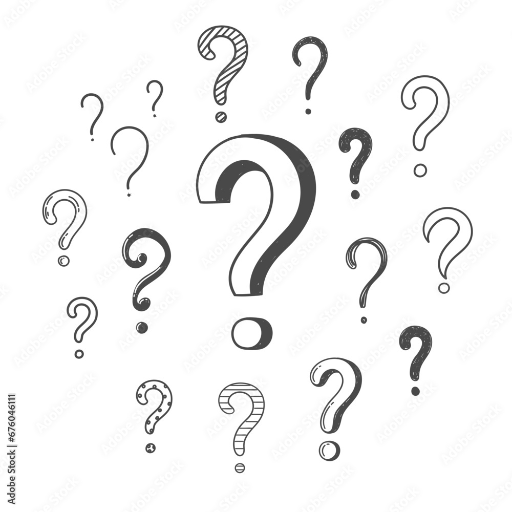 Hand drawn question marks, doodle set collection Hand drawn question marks, doodle set collection