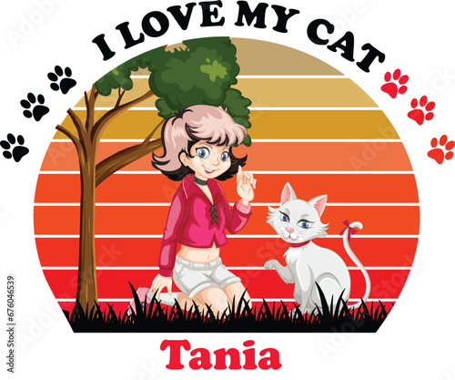 Tania Is My Cute Cat, Cat name t-shirt Design photo