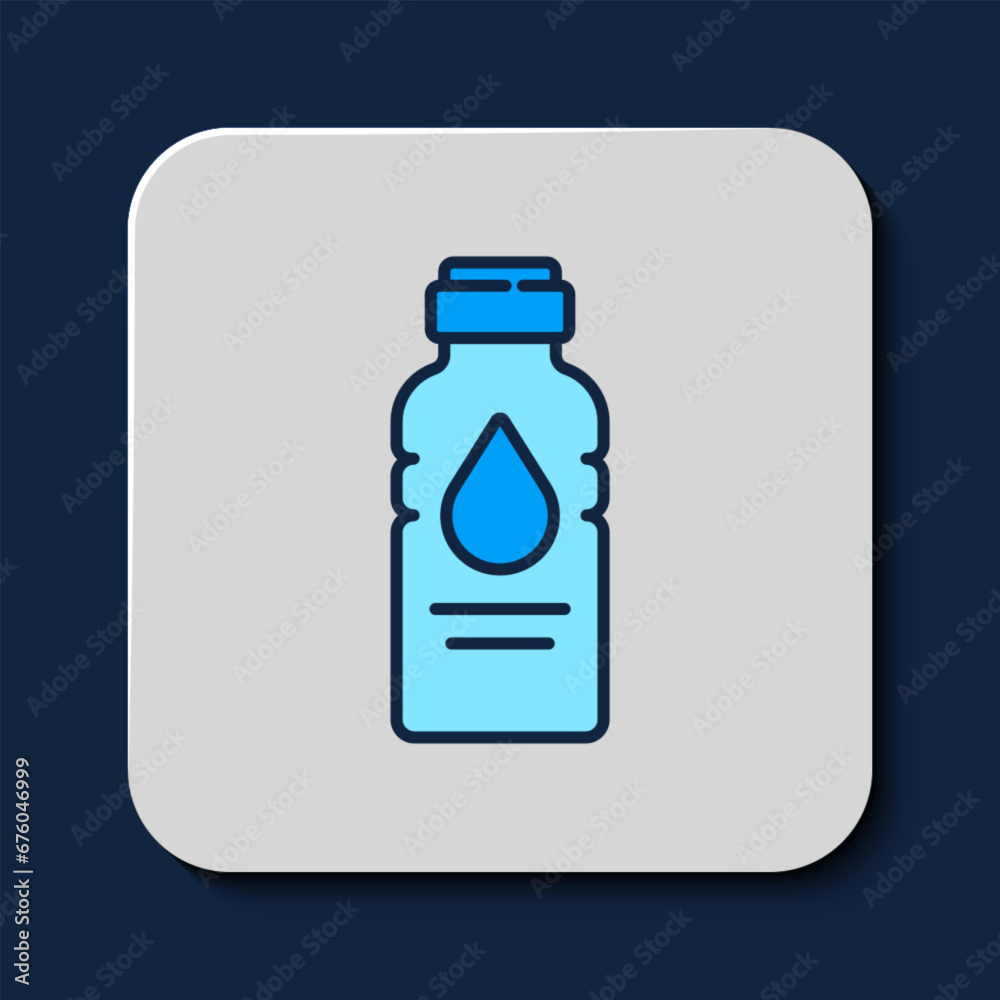Filled outline Bottle of water icon isolated on blue background. Soda aqua drink sign. Vector Filled outline Bottle of water icon isolated on blue background. Soda aqua drink sign. Vector