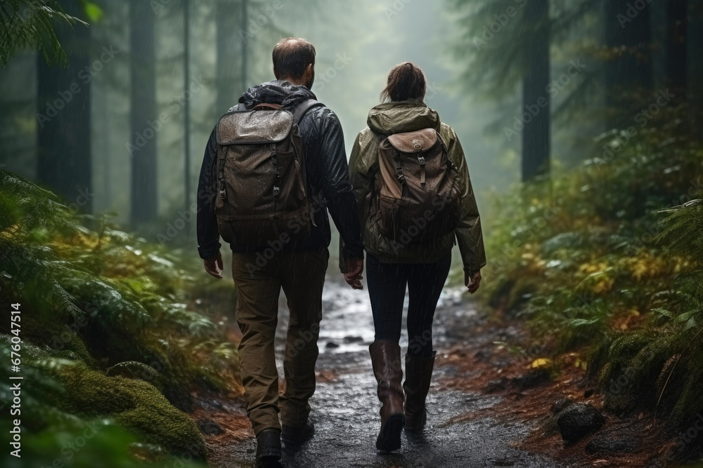 Escape to Serenity: Forest Stroll in the Rain