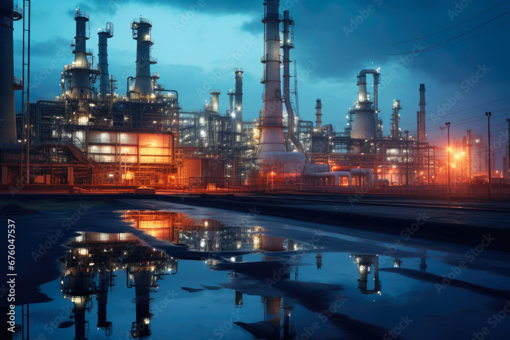 Strategic Energy Hub: Oil Refinery in Darkness