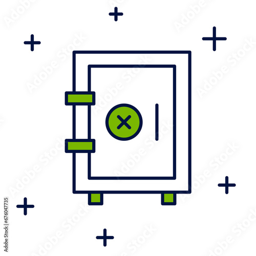 Filled outline Safe icon isolated on white background. The door safe a bank vault with a combination lock. Reliable Data Protection. Vector