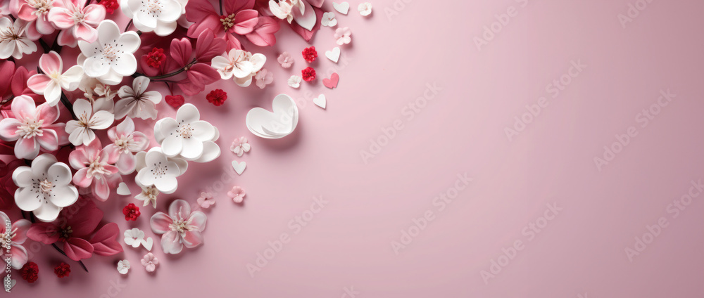 Sea of flowers in shades of pink: Elegant arrangement for stylish backgrounds, banner.