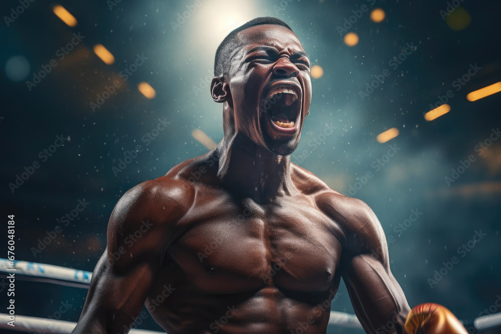 Epic Victory: African Boxer in Close-Up