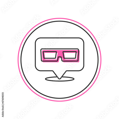 Filled outline 3D cinema glasses icon isolated on white background. Vector