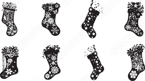 Christmas stocking silhouette vector art