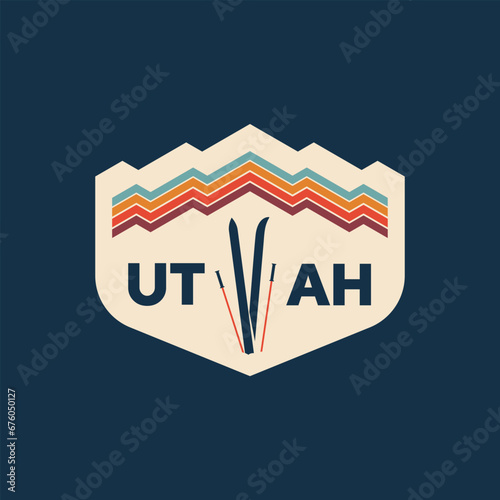 Utah vintage logo design for outdoor activities or t-shirt design and stickers