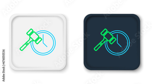 Line Auction hammer icon isolated on white background. Gavel - hammer of judge or auctioneer. Bidding process, deal done. Auction bidding. Colorful outline concept. Vector