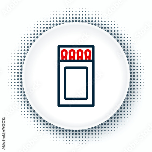 Line Open matchbox and matches icon isolated on white background. Colorful outline concept. Vector