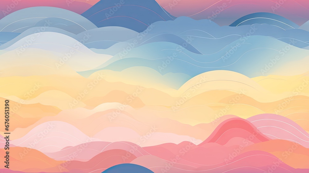 a painting of a sky with clouds and a mountain in the distance with a bird flying in the foreground. generative ai a painting of a sky with clouds and a mountain in the distance with a bird flying in the foreground. generative ai