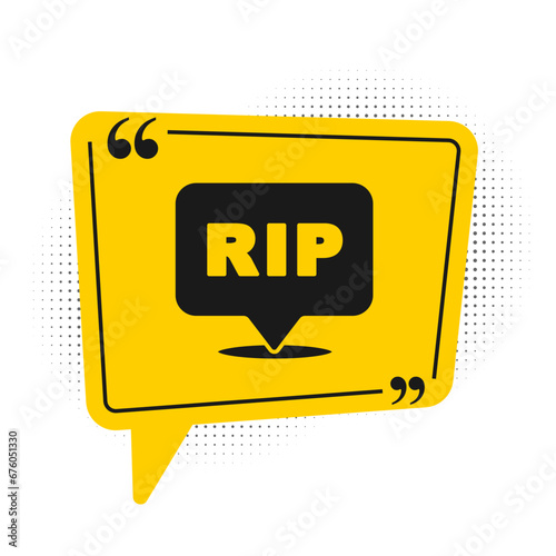 Black Speech bubble rip death icon isolated on white background. Yellow speech bubble symbol. Vector