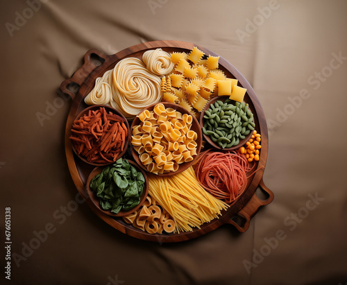 A bowl of different kinds of pasta and noodles photo