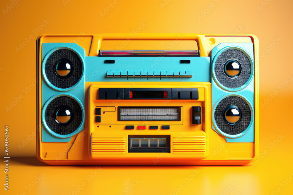 Retro portable stereo boombox cassette recorder