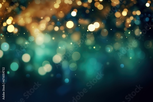 Golden and teal bokeh lights with a dreamy background photo