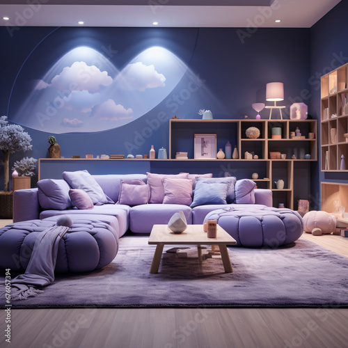 Interior design inviting educational area  Comfortable Sofa  Stylish engaging playroom