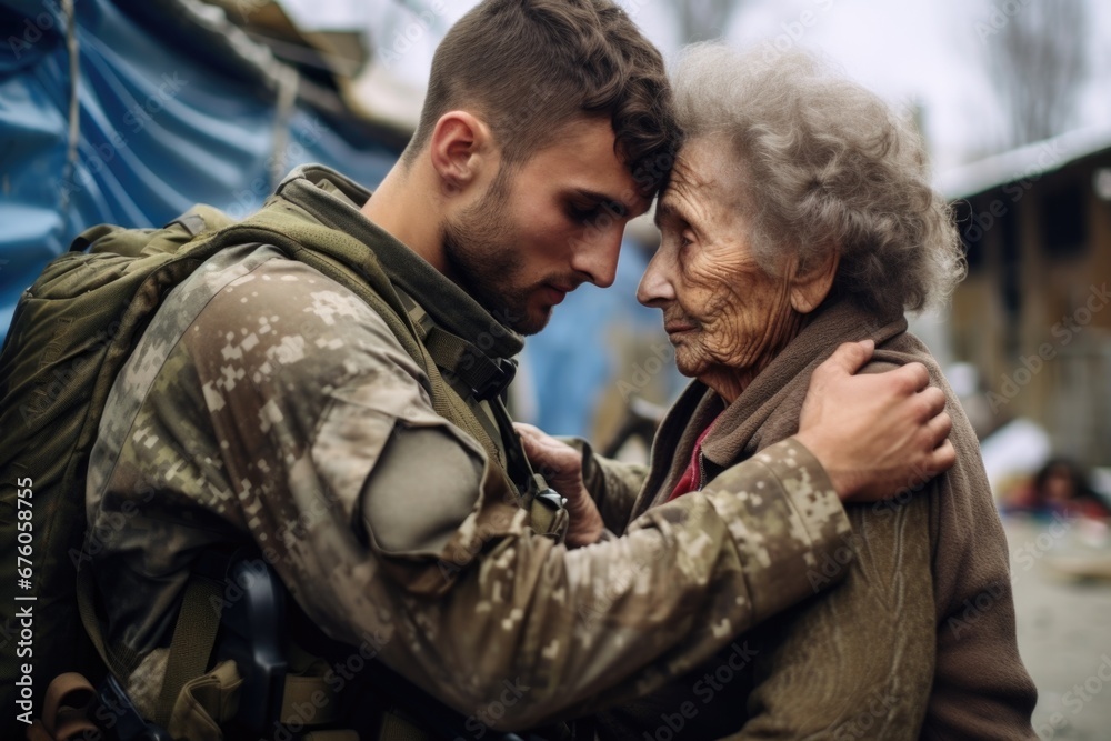 Fototapeta premium A picture of a man and a woman embracing each other. This image can be used to depict love, affection, relationships, or friendship.