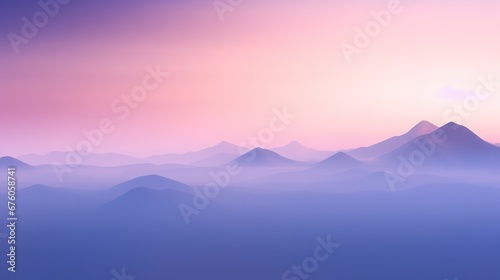 Silhouette illustration of a beautiful natural mountain, wide view from a distance, with soft violet and pink pastel colors