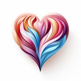 3D colorful heart symbol logo. Glossy 3D render of a love icon for romantic vibes and Valentine's Day celebration