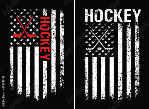 Ice Hockey With USA Flag Design