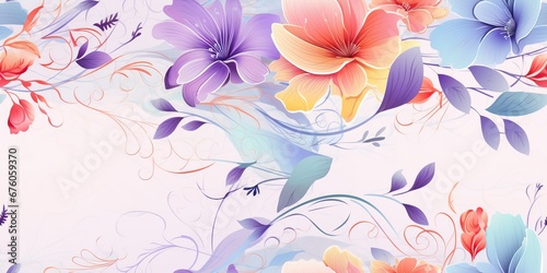 AI Generated. AI Generative. Watercolor drawing paint flowers pattern texture surface background decoration. Graphic Art