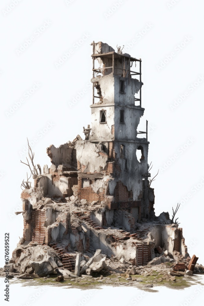 A picture showcasing a pile of rubble with a clock tower in the background. This image can be used to depict destruction, the passage of time, or as a metaphor for overcoming obstacles A picture showcasing a pile of rubble with a clock tower in the background. This image can be used to depict destruction, the passage of time, or as a metaphor for overcoming obstacles