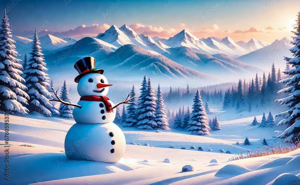 Obraz premium Fantastic winter landscape. AI