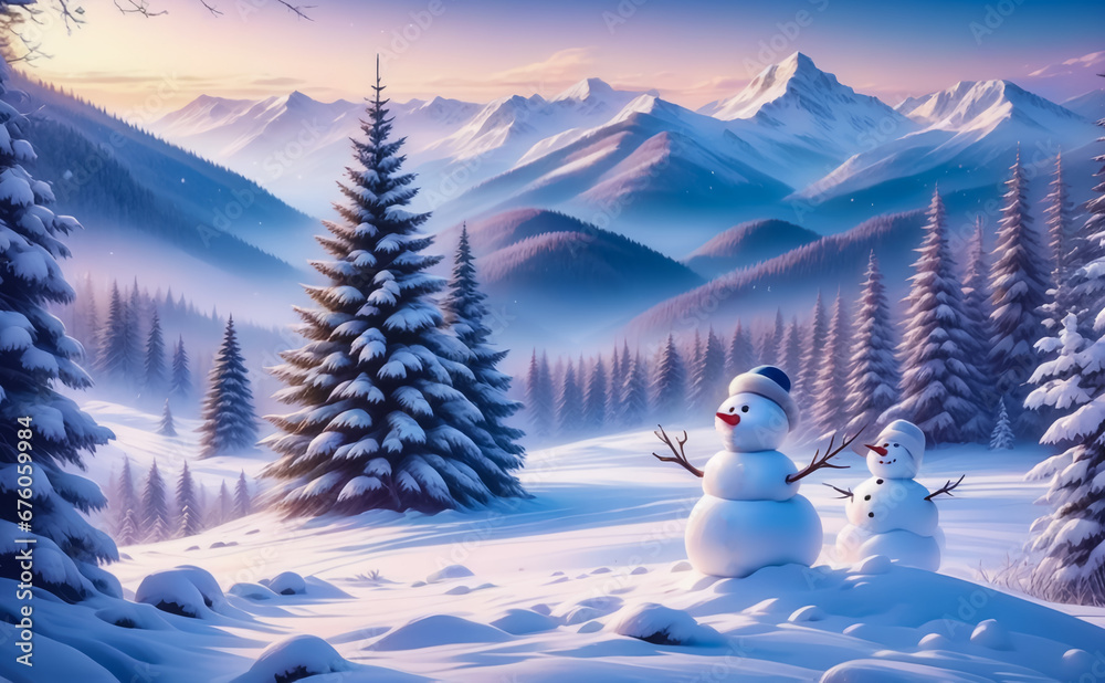 Fototapeta premium Fantastic winter landscape. AI