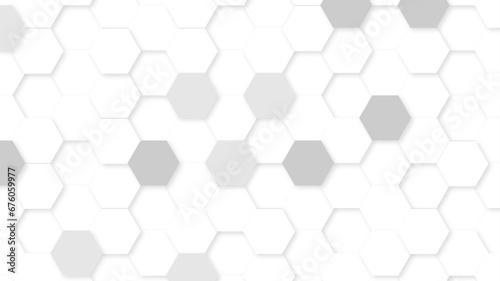 Abstract white and gray multi-shades hexagonal background. Gray luxurious 3d honeycomb futuristic vector. 3D futuristic abstract honeycomb mosaic white background. geometric mesh cell texture. 