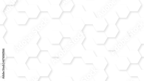 3D Futuristic abstract honeycomb mosaic white background. geometric mesh cell texture. 