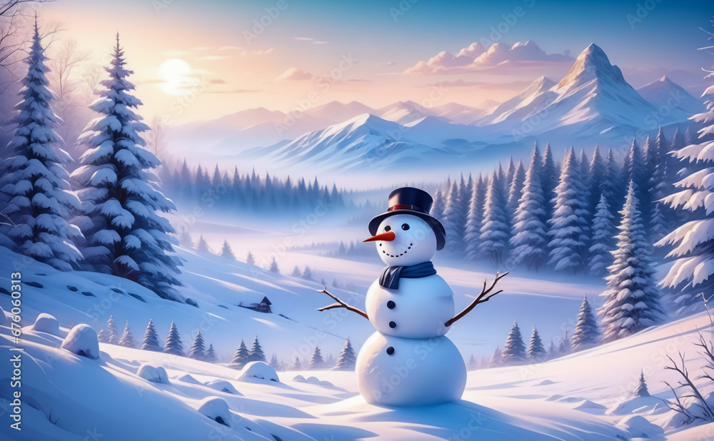 Obraz premium Fantastic winter landscape. AI