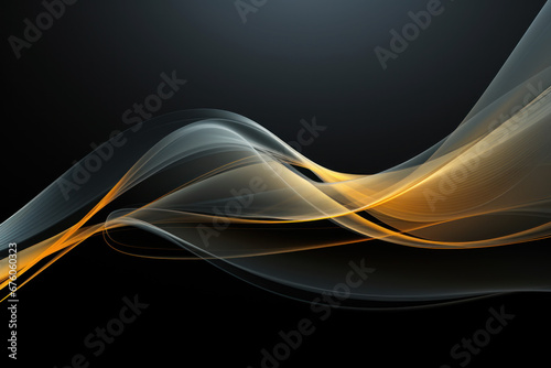 Abstract Yellow waves of a Black background for design and presentation