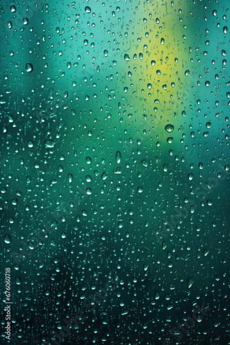 Raindrops on glass with blurred background. Abstract texture with drops on window