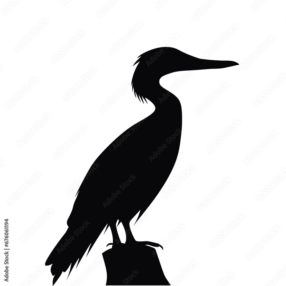 Black silhouette of a Cormorant vector illustration Black silhouette of a Cormorant vector illustration