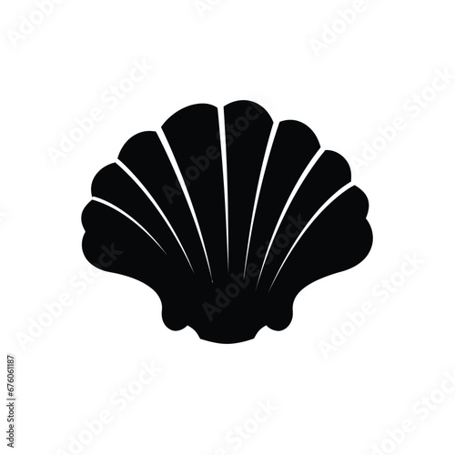 Black silhouette of a Clam vector illustration photo
