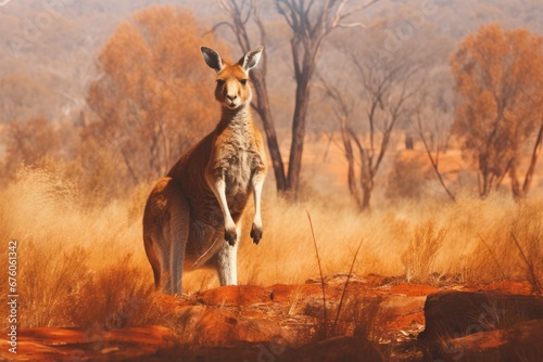 Kangaroo roaming freely in the Australian bush